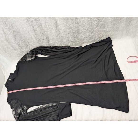 women's size large black mini dress long lace sleeves turtle neck winter goth I2 - Picture 9 of 9